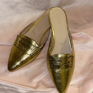 J.Crew Gold Cracked Metallic Villa Loafer